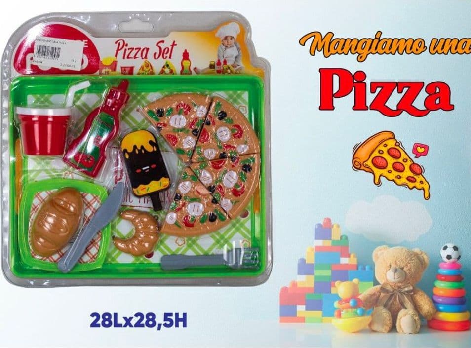 SET PIZZA MANGIAMO INSIEME CON VARI ACCESSORI GIOCATTOLO PER BAMBINI 28X28,5 CM - 3