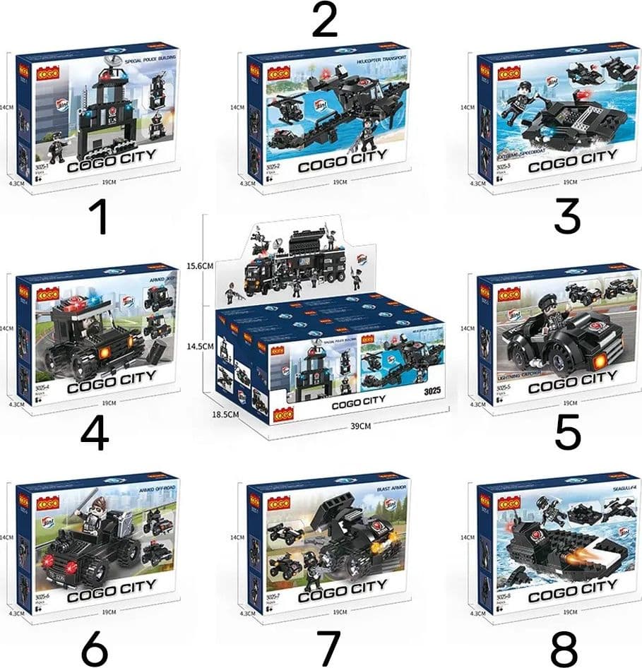 COSTRUZIONI PER BAMBINI BLOCKS POLICE CASERMA DI POLIZIA DIY 8 SET ASSORTITI - 5