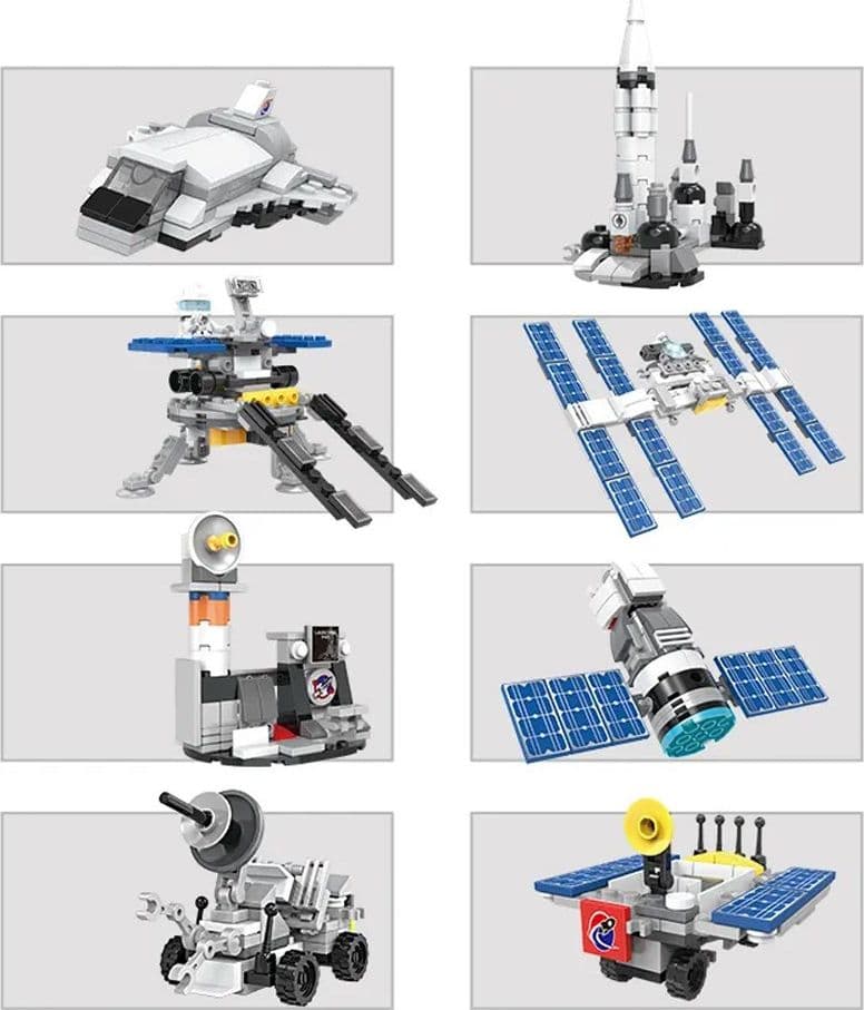 COSTRUZIONI PER BAMBINI SPACE NAVICELLA SPAZIALE SPACESHIP DIY 8 SET ASSORTITI - 3