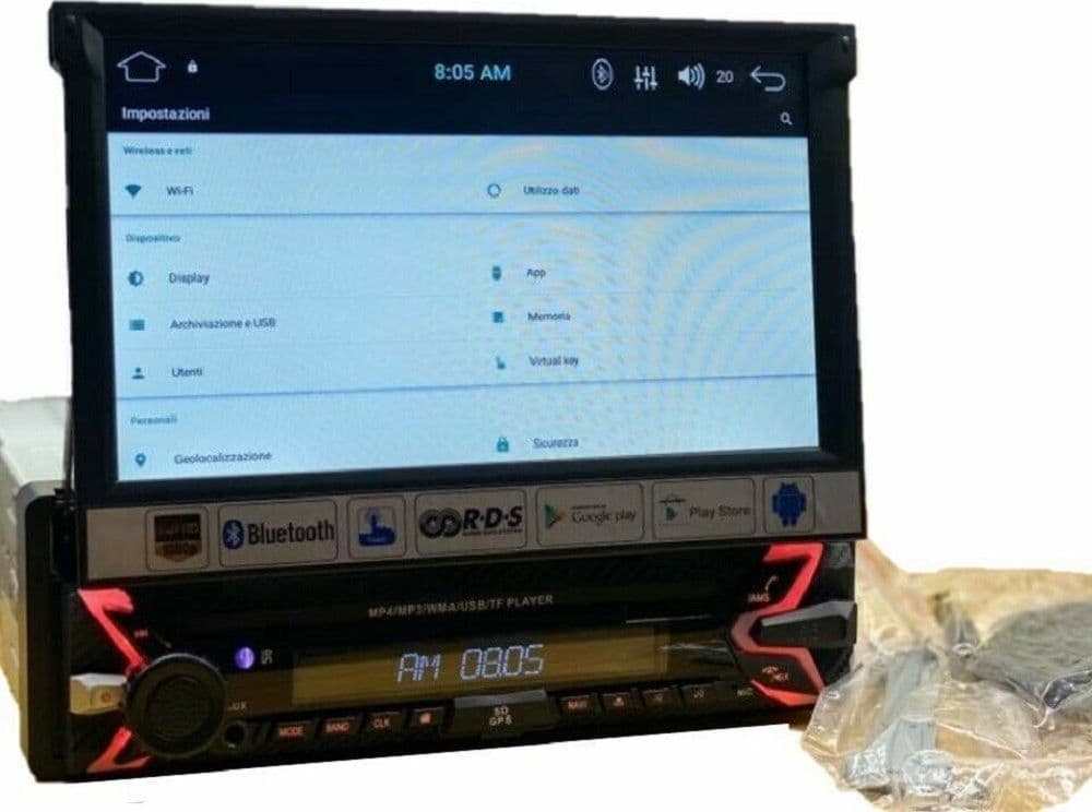 AUTORADIO 1 DIN SCHERMO A SCOMPARSA 7" AUTO TOUCH BLUETOOTH USB SD CAMERA 8802 - 2