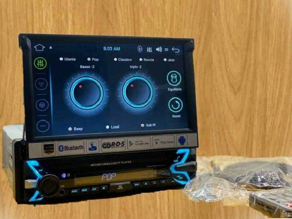 AUTORADIO 1 DIN SCHERMO A SCOMPARSA 7" AUTO TOUCH BLUETOOTH USB SD CAMERA 8802 - 4