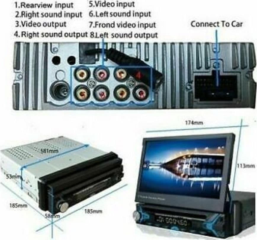 AUTORADIO 1 DIN SCHERMO A SCOMPARSA 7" AUTO TOUCH BLUETOOTH USB SD CAMERA 8802 - 5