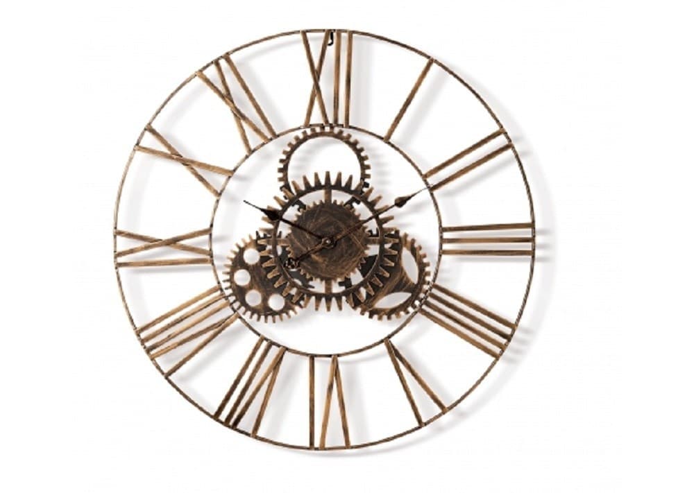 OROLOGIO PARETE IN FERRO 80 CM STILE VINTAGE INDUSTRIALE INGRANAGGI CASA 545694 - 3
