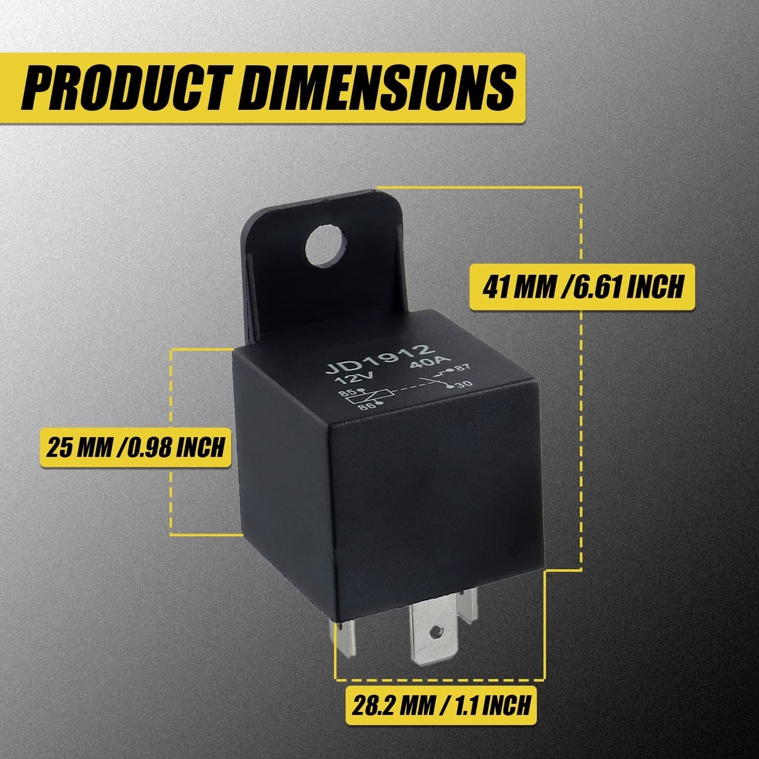 RELÈ 4 PIN 12V 40A MOD. JD1912 DC 40A 14VDC SPDT PER AUTO CAMION BARCHE LAMPADE - 6
