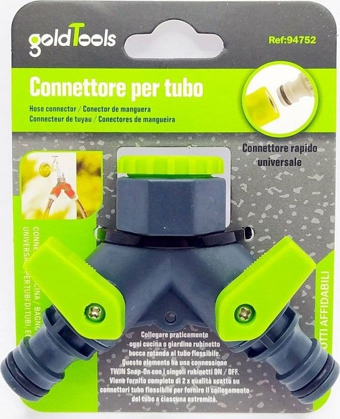 TUBO CONNETTORE A Y CON RUBINETTO 2 VIE RAPIDO UNIVERSALE PLASTICA GIARDINO 94752 - 3