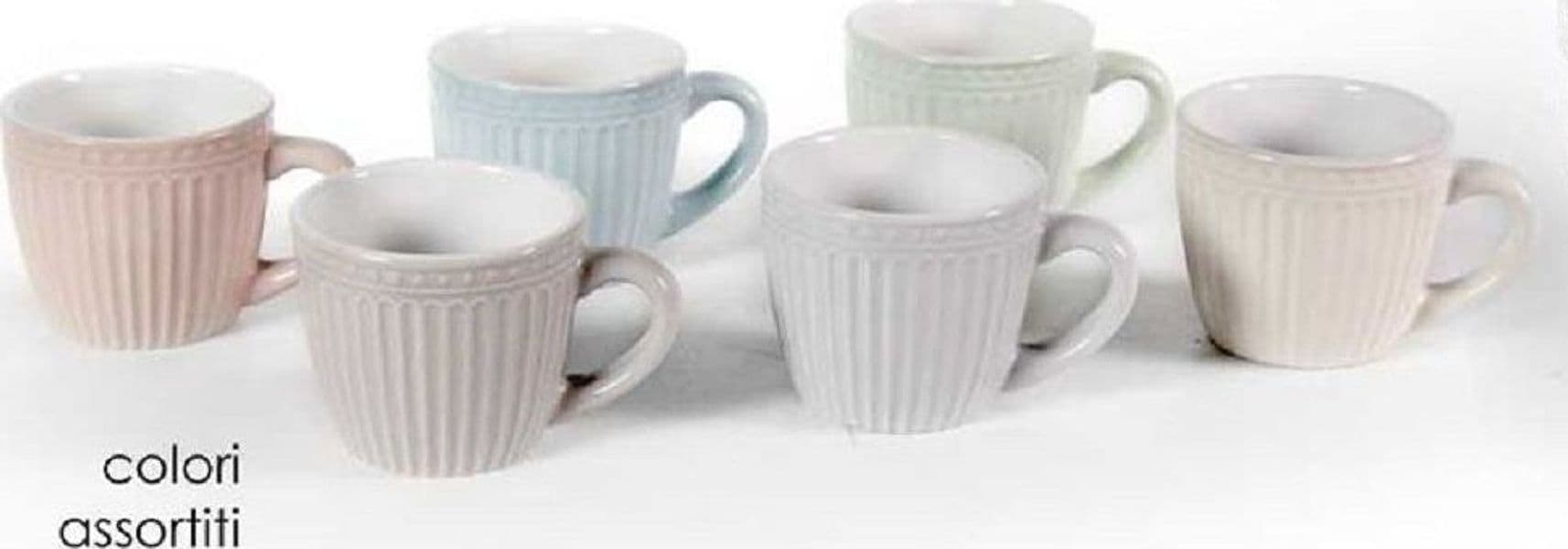 SET 6 PZ TAZZE TAZZINE CAFFE' SENZA PIATTINO 90ML 5,3CM COLORI ASSORTITI 773938 - 5