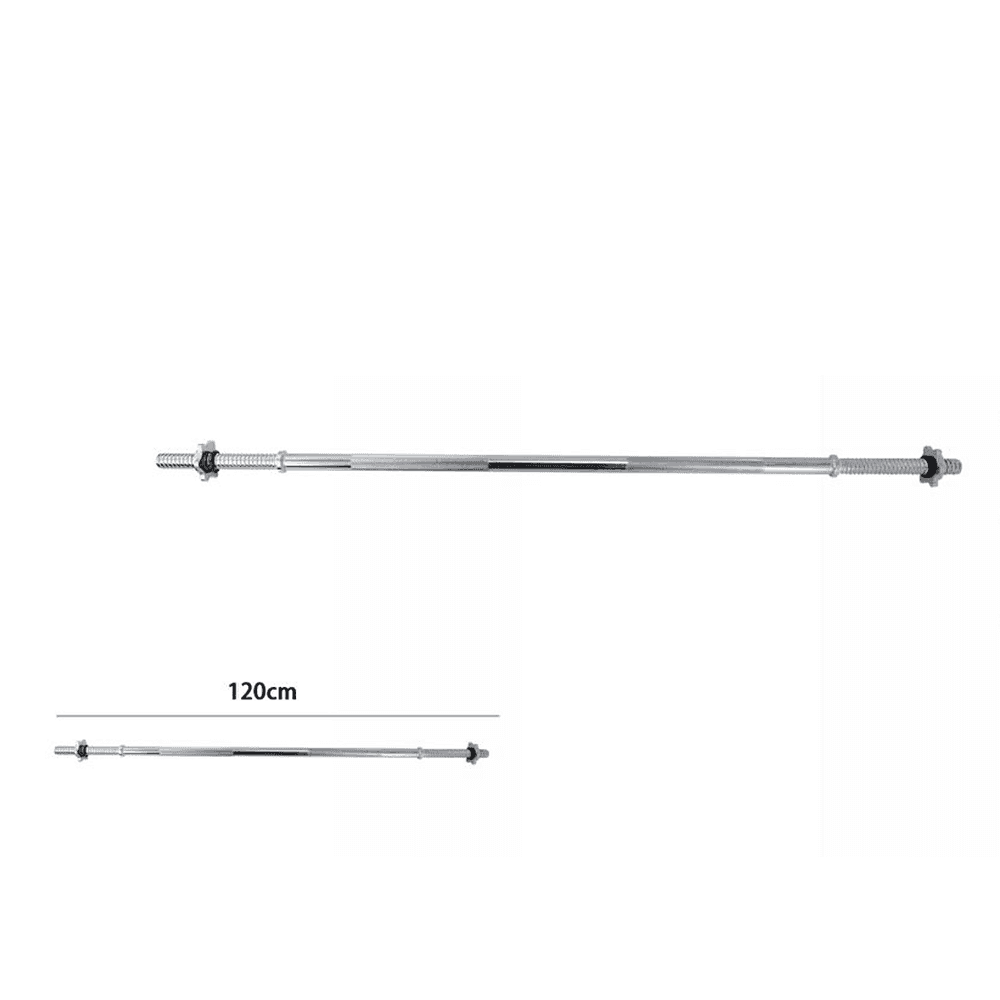 BARRA BILANCIERE LUNGHEZZA 120 CM ANTISCIVOLO ACCIAIO CROMATO PALESTRA FITNESS - 3
