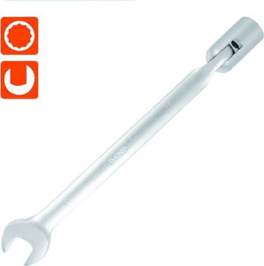 CHIAVE COMBINATA 11MM FISSA E A BUSSOLA POLIGONALE CON SNODO CROMO VANADIO 97559 - 2