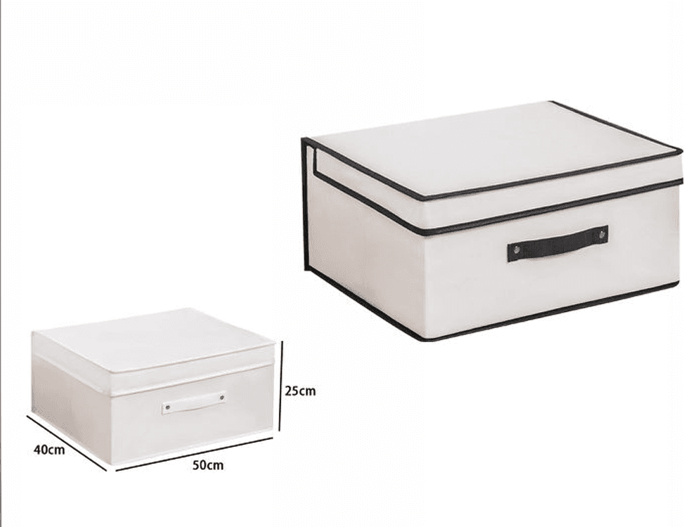 BOX SCATOLA SALVASPAZIO ARMADIO CONTENITORE PORTA OGGETTI ORGANIZER 50x40x25 CM - 2