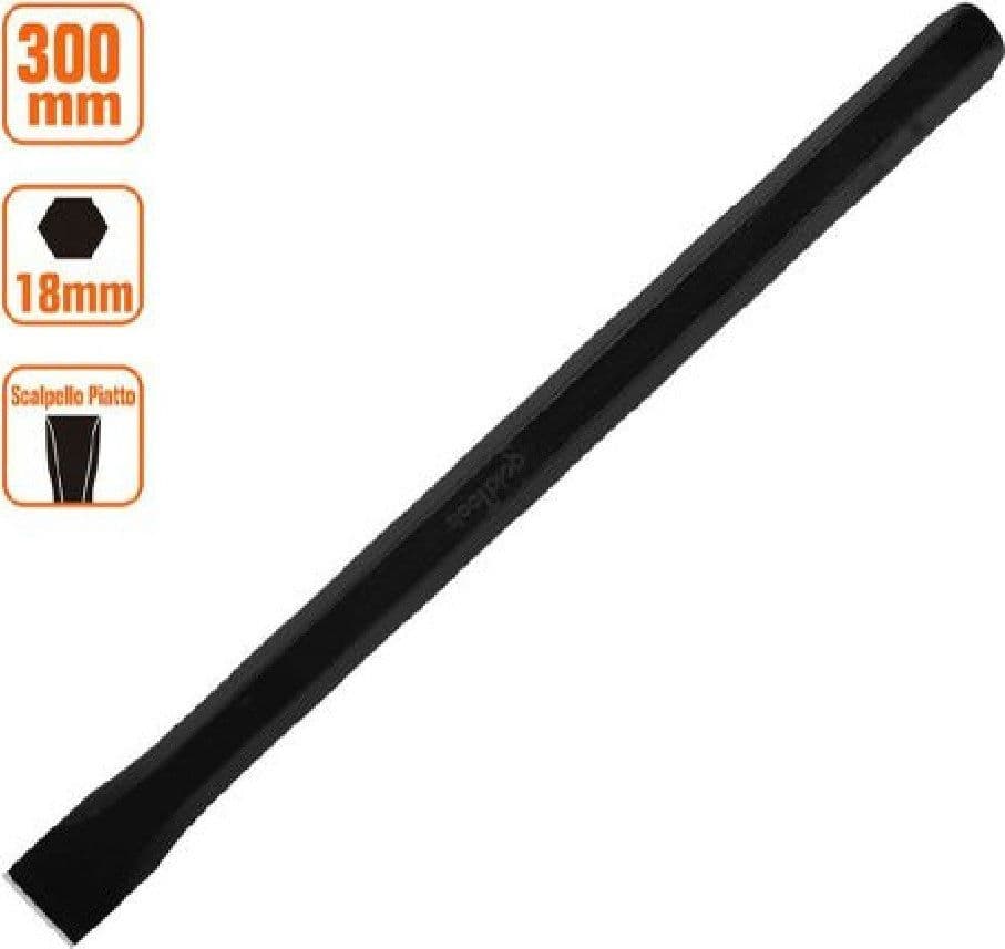 SCALPELLO PIATTO ATTACCO ESAGONALE IN ACCIAIO 300X18 MM UTILIZZO SU PIETRA 57017 - 2