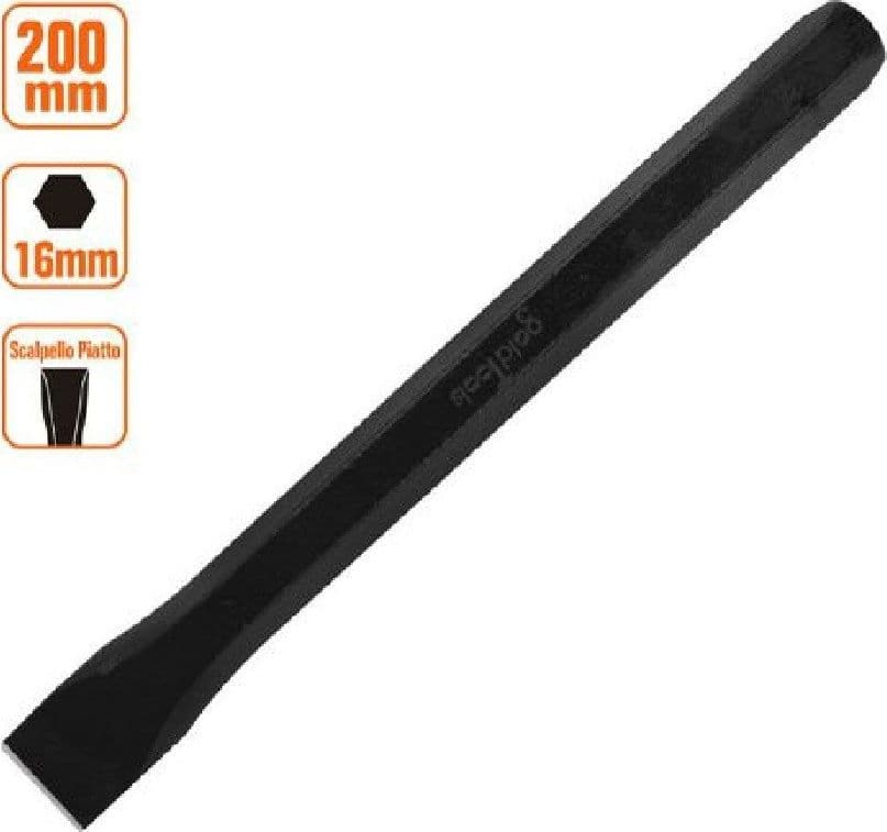 SCALPELLO PIATTO ATTACCO ESAGONALE IN ACCIAIO 200X16 MM UTILIZZO SU PIETRA 57015 - 3