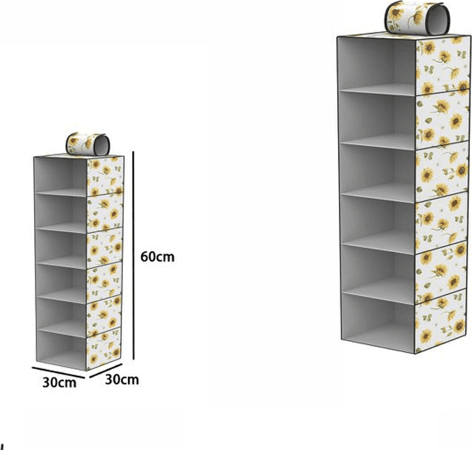 ORGANIZER ARMADIO 6 RIPIANI STRATI PENSILE PORTA OGGETTI SCAFFALE 30x30x60 CM - 2