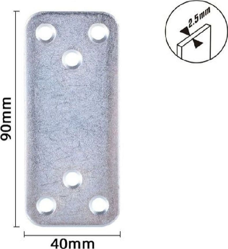 SET 4PZ LASTRINE LASTRINA PIASTRA DI GIUNZIONE 90X40X2.5MM CON VITI MOBILI 57135 - 2
