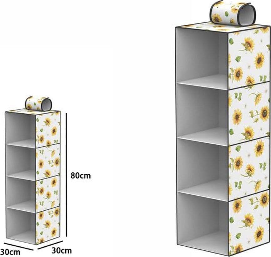 ORGANIZER PER ARMADIO 4 STRATI SCAFFALE PENSILE PORTA OGGETTI SCAFFALI 30x30x80 - 2