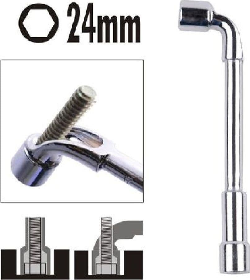 CHIAVE TIPO L BUSSOLA 24MM BOCCA ESAGONALE CROMO VANADIO ACCIAIO 91632 FERRAMENTA - 2