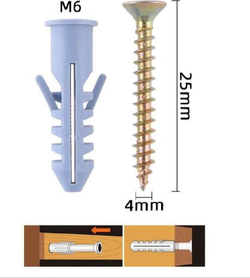 SET 24 PEZZI VITI VITE 4 X 25 MM + TASSELLI CON ALETTE TASSELLO M6 FISCHER 57204 - 2