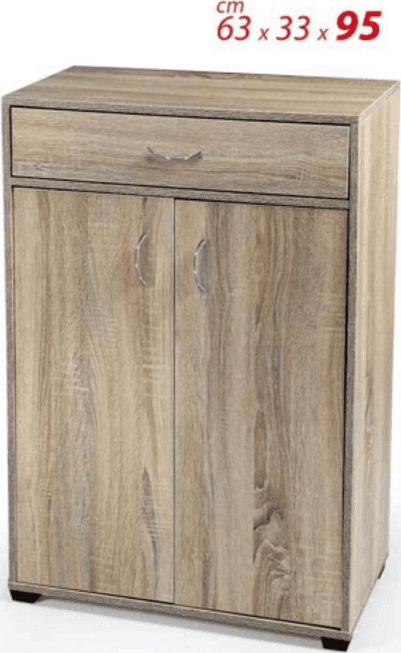 MOBILE SCARPIERA ARMADIO 2 ANTE CASSETTO 5 RIPIANI ROVERE GAIA 95X63X33CM 770968 - 3