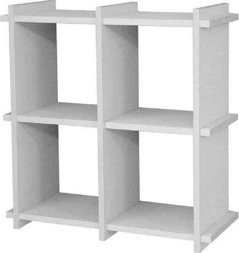 BACHECA SCAFFALE DA PARETE MENSOLA IN LEGNO BIANCO 35X13X35CM 4 SCOMPARTI 782459 - 2