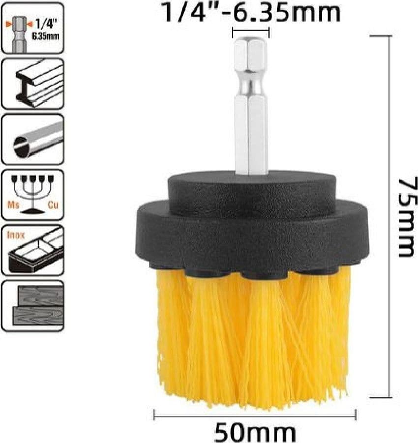 SPAZZOLA IN NYLON 50 MM ATTACCO 1/4" ROTANTE TRAPANO ELETTRICO PER PULIZIA 57237 - 2