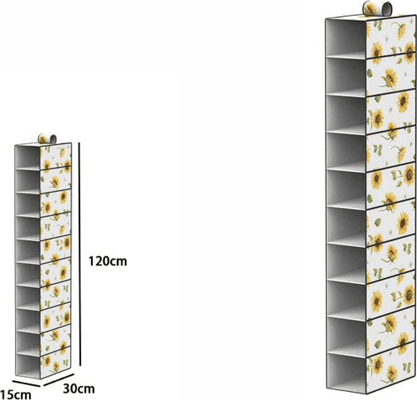 ORGANIZER ARMADIO 10 RIPIANI SCAFFALE PENSILE PORTA OGGETTI BORSE 15x30x120 CM - 2