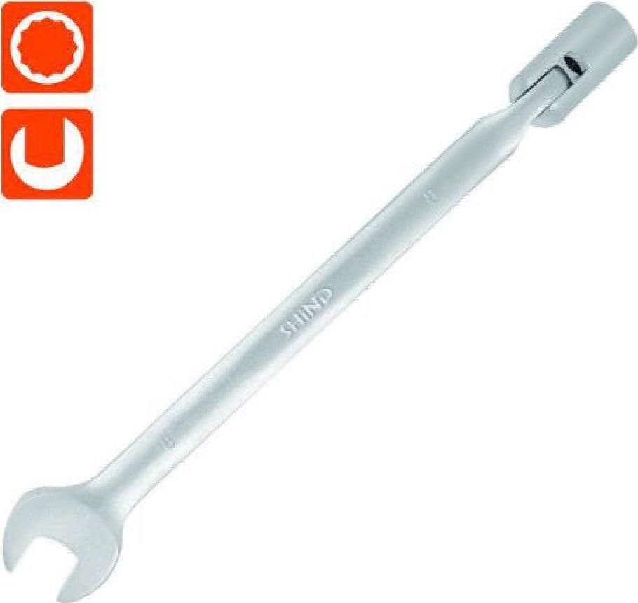 CHIAVE COMBINATA 8 MM FISSA E A BUSSOLA POLIGONALE CON SNODO CROMO VANADIO 97556 - 2