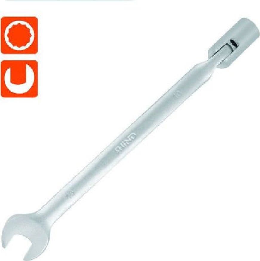 CHIAVE COMBINATA 10MM FISSA E A BUSSOLA POLIGONALE CON SNODO CROMO VANADIO 97558 - 2