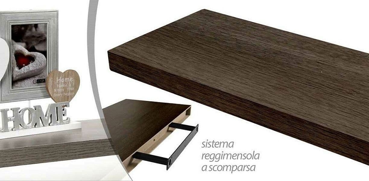MENSOLA DA PARETE LEGNO MDF KIT REGGIMENSOLA A SCOMPARSA WENGÈ 40X25X4CM 788901 - 2