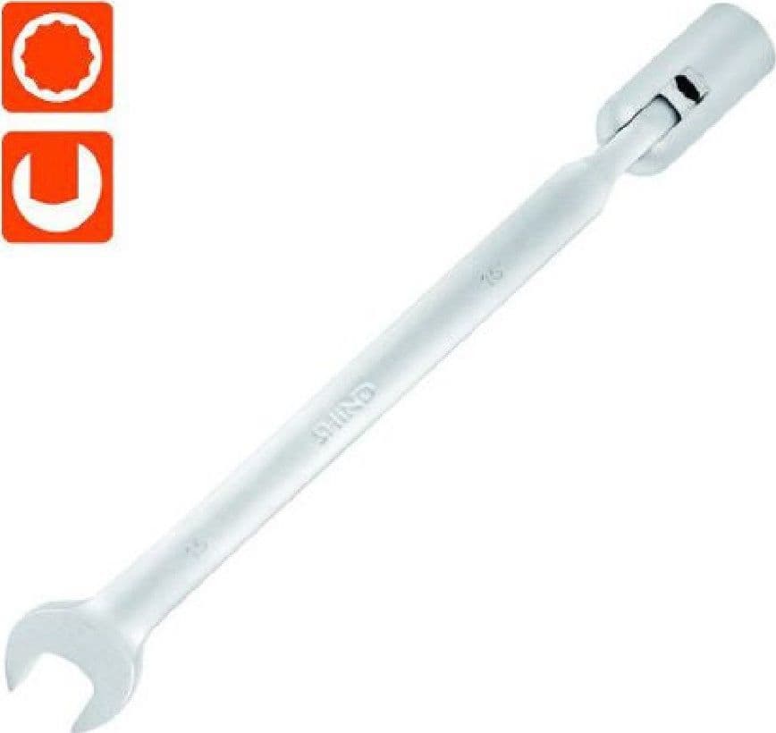 CHIAVE COMBINATA 15MM FISSA E A BUSSOLA POLIGONALE CON SNODO CROMO VANADIO 97563 - 2