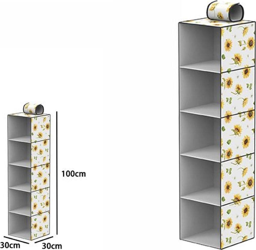 ORGANIZER PER ARMADIO 5 STRATI SCAFFALE PENSILE PORTA OGGETTI SCAFFALI 30x30x100 - 2