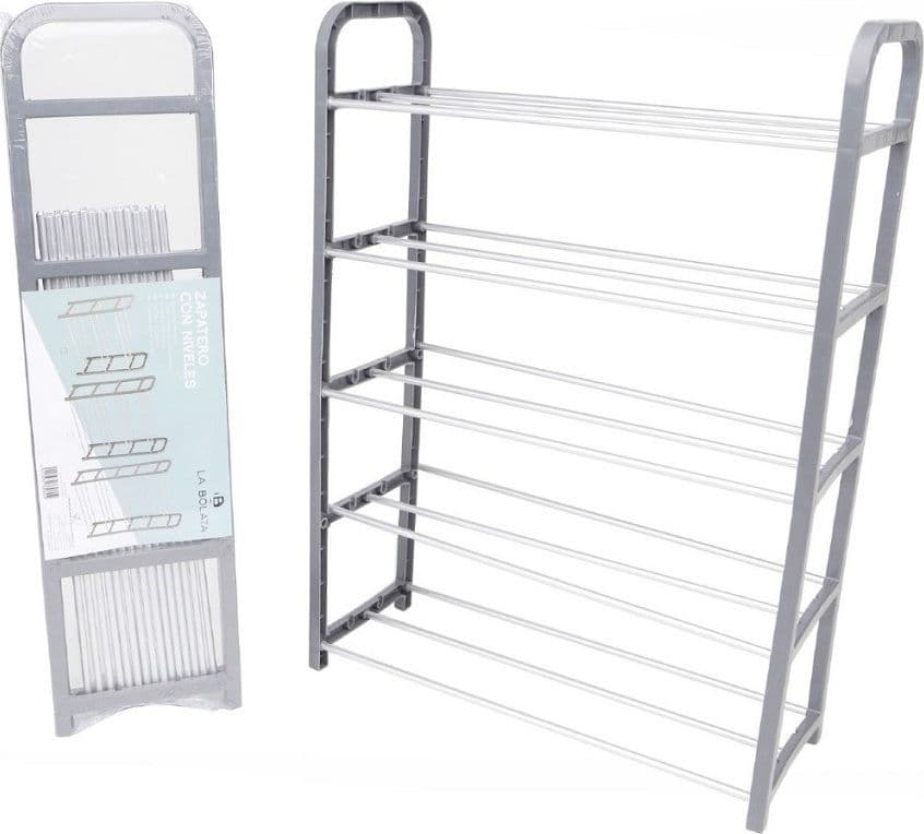 SCARPIERA IN PLASTICA 5 RIPIANI LIVELLI SALVASPAZIO 50X19X68CM PORTA SCARPE CASA - 2