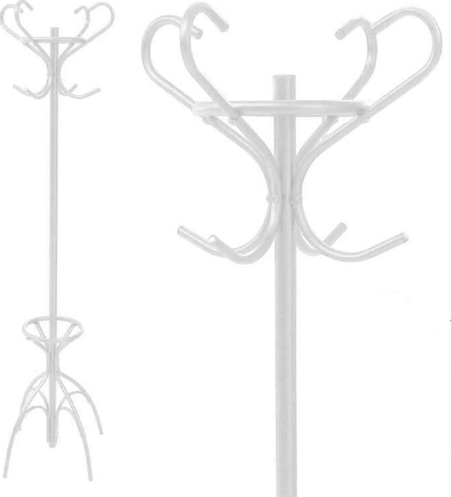 ATTACCAPANNI APPENDIABITI PIANTANA METALLO BIANCO GANCI MODERNO 45X170CM 756689 - 2