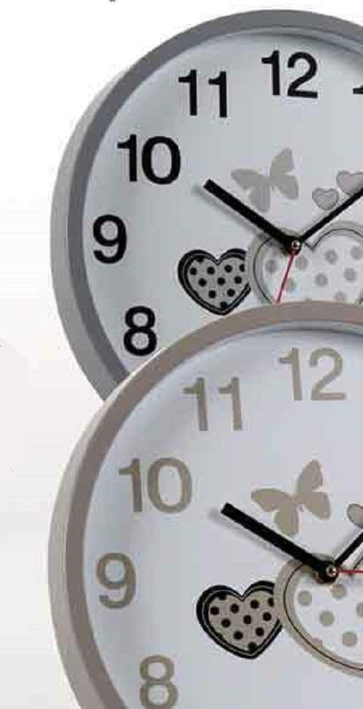 OROLOGIO 31X5 CM PARETE CUORI FARFALLE CLASSICO MODERNO TONDO SILENZIOSO 681288 - 3
