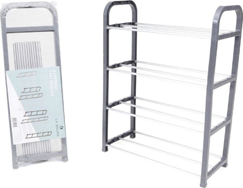 SCARPIERA IN PLASTICA 4 RIPIANI LIVELLI SALVASPAZIO 40X19X56CM PORTA SCARPE CASA - 2