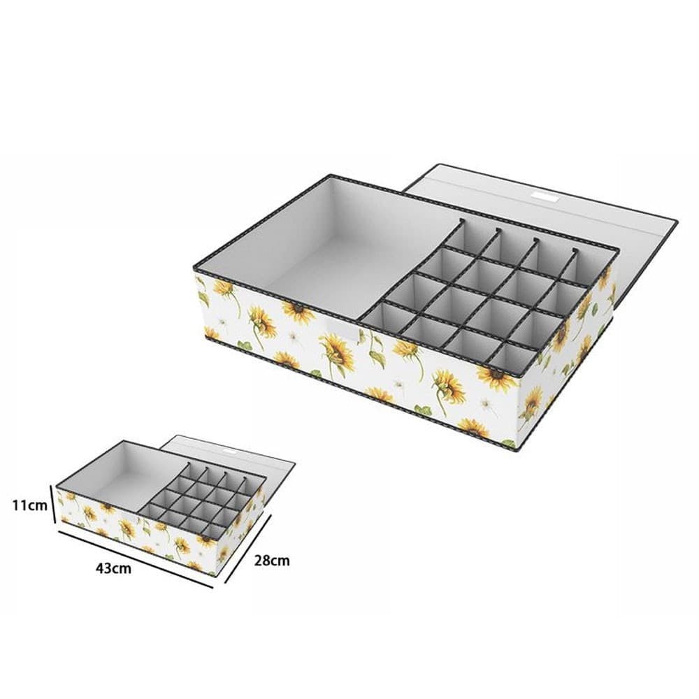 BOX SCATOLA SALVASPAZIO 16 GRIGLIE TASCHE VANI PORTA OGGETTI ORGANIZER 43x28x11 - 2
