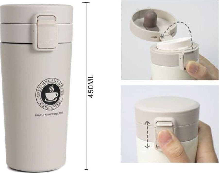 BORRACCIA TERMICA PORTA LIQUIDI CAFFÈ THERMOS CONTENITORE BICCHIERE 450ML 50842 - 2