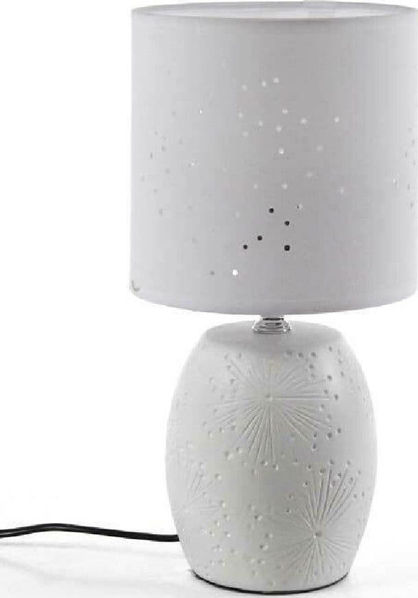 LAMPADA LUMETTO ABAT-JOUR 15X31CM DA TAVOLO E14 BASE IN CERAMICA 2 COLORI 806032 - 2