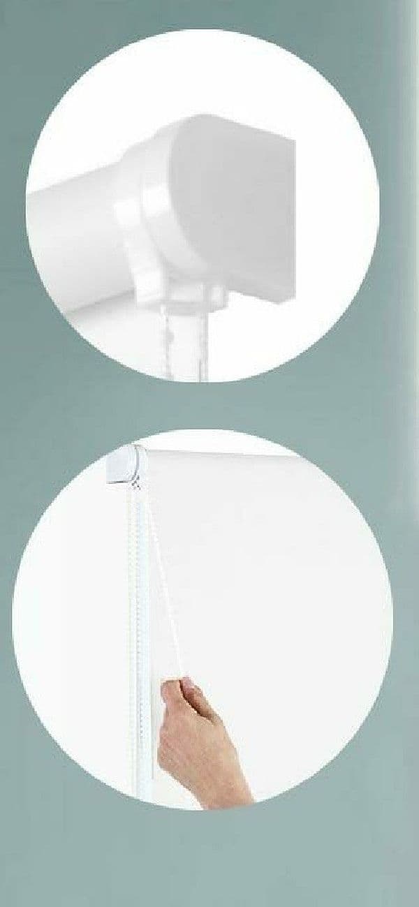 TENDA RULLO OSCURANTE 120X180CM BIANCO CON CATENINA TENDE PARASOLE FINESTRA CASA - 7