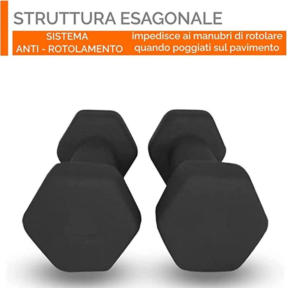 MANUBRIO SINGOLO 2 KG IN VINILE ALLENAMENTO ESERCIZI CASA PALESTRA WORKOUT FIT - 3