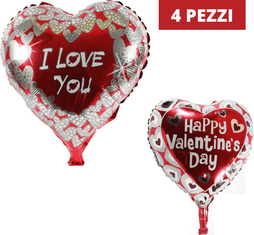 SET 4 PEZZI PALLONCINI CUORI I LOVE YOU GONFIABILI ADDOBBI SAN VALENTINO FESTA - 2