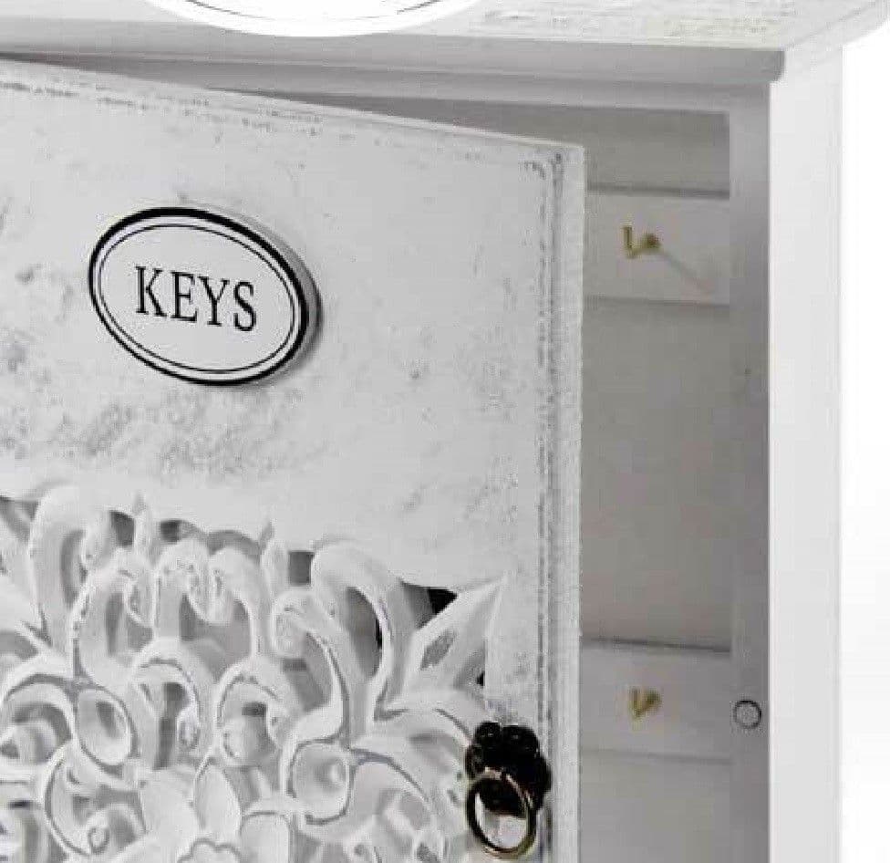 CASSETTA PORTA CHIAVI BOX IN LEGNO DA PARETE 20 X 6 X 26 CM DECORO KEYS 784712 - 3