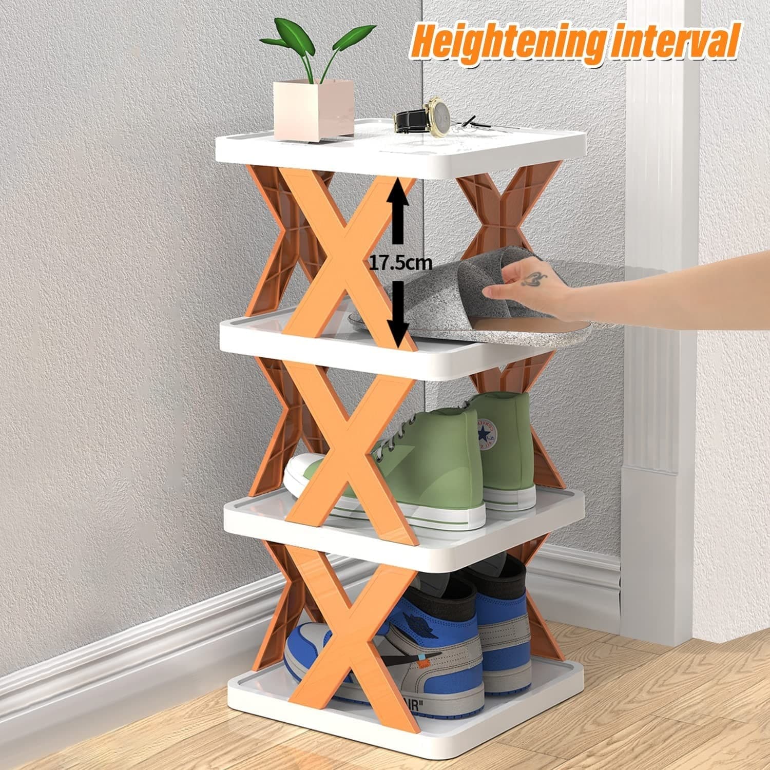 ORGANIZER PER SCARPIERA VERTICALE MONTAGGIO RAPIDO 7 LIVELLI RIPIANO PIEGHEVOLE - 7