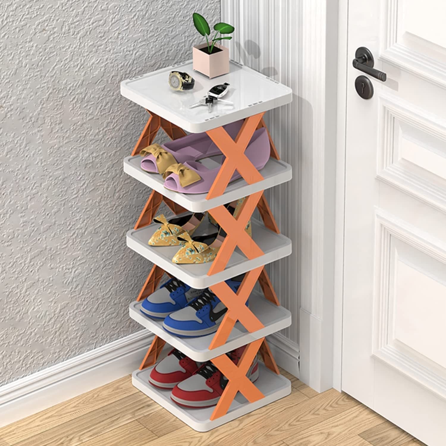 ORGANIZER PER SCARPIERA VERTICALE MONTAGGIO RAPIDO 7 LIVELLI RIPIANO PIEGHEVOLE - 8