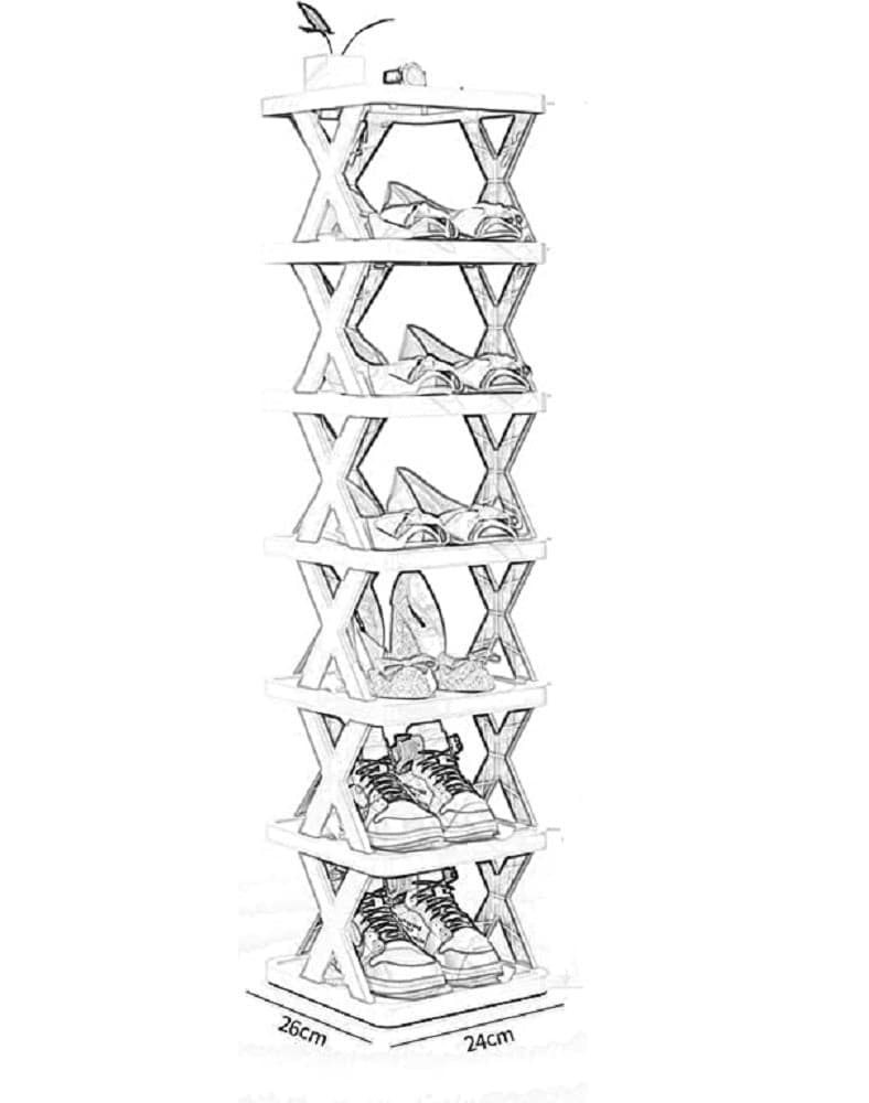 ORGANIZER PER SCARPIERA VERTICALE MONTAGGIO RAPIDO 7 LIVELLI RIPIANO PIEGHEVOLE - 10