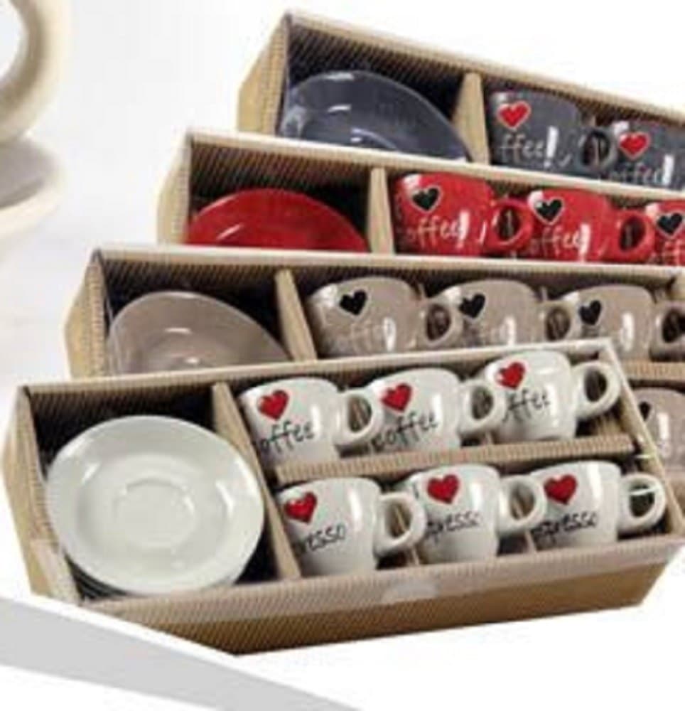 SET 6PZ TAZZINE TAZZA + PIATTINO 80ML CAFFÈ CLASSICO MODERNO COLORI ASS 668715 - 4