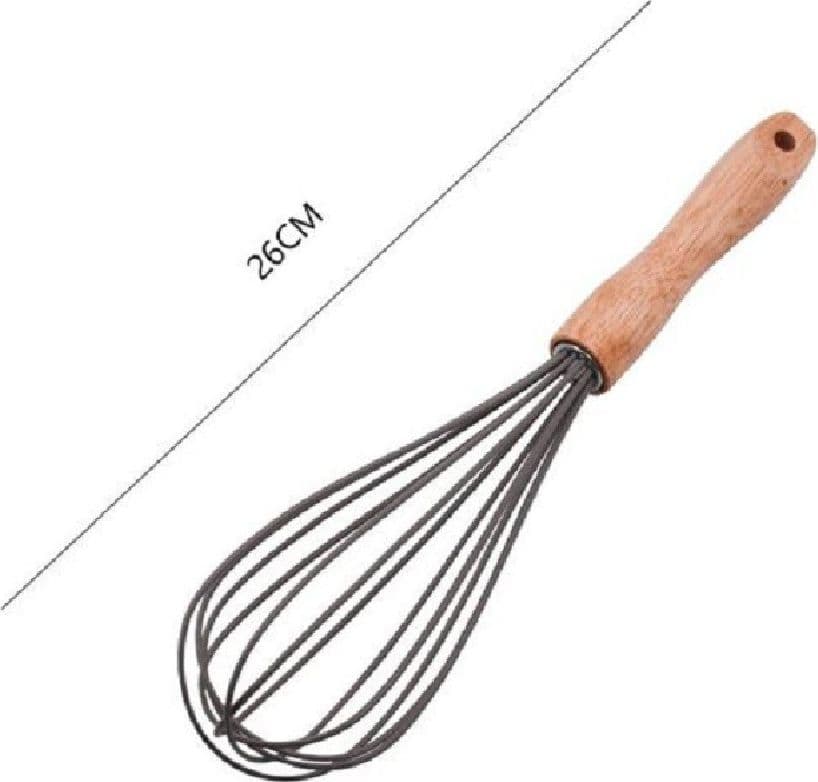 SBATTIUOVA FRUSTA 10" SBATTI UOVA IN SILICONE MANICO LEGNO 26 CM DA CUCINA 50739 - 2
