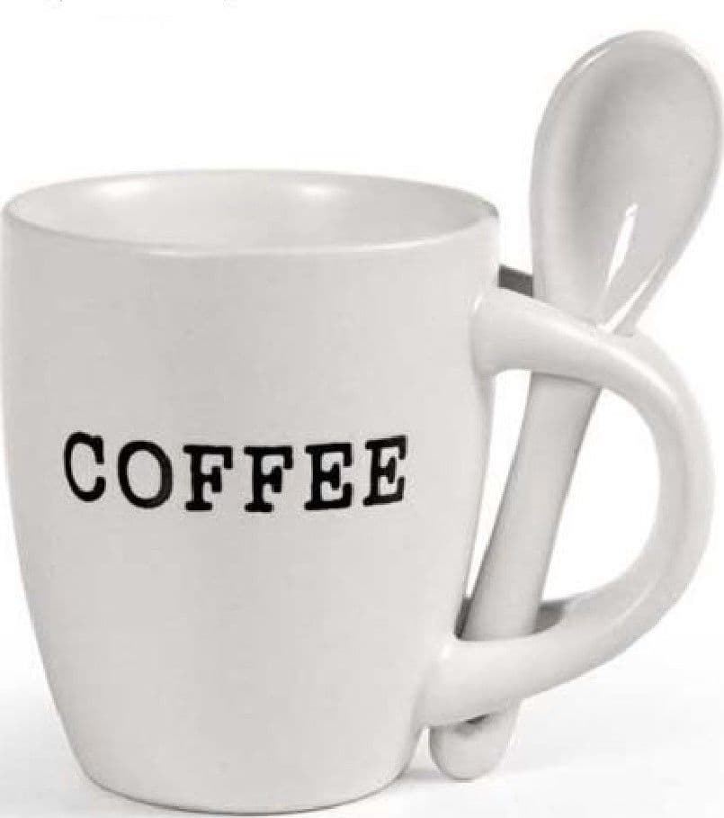 SET 6 PEZZI TAZZINA TAZZA CAFFE' CON CUCCHIAIO BICCHIERINO 100ML COFFEE 818059 - 2