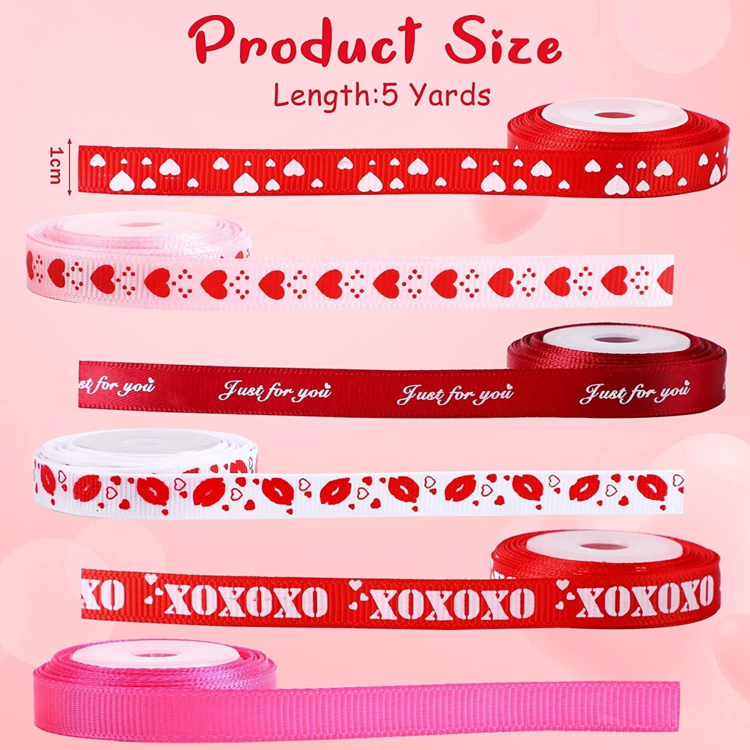 NASTRO SAN VALENTINO ASS. 1x270 CM 2 PEZZI MATRIMONIO ANNIVERSARIO DECORAZIONI REGALO - 4