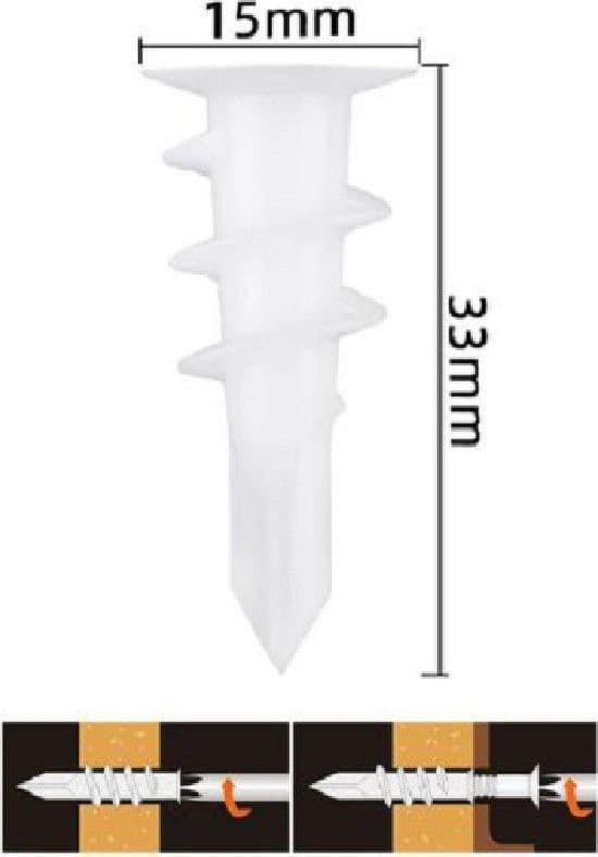 SET 15 PEZZI TASSELLI IN PLASTICA TASSELLO FISCHER FISSAGGIO VITI 15X33MM 57180 - 2