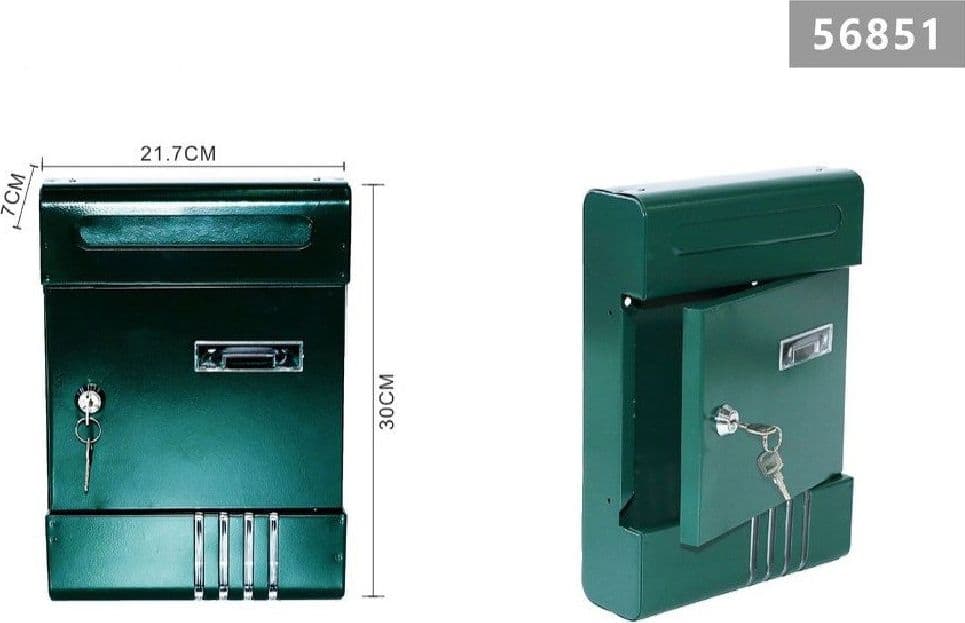 CASSETTA POSTALE IN METALLO PORTALETTERE CON CHIAVE BUCA POSTA H2803 VERDE 56851 - 2