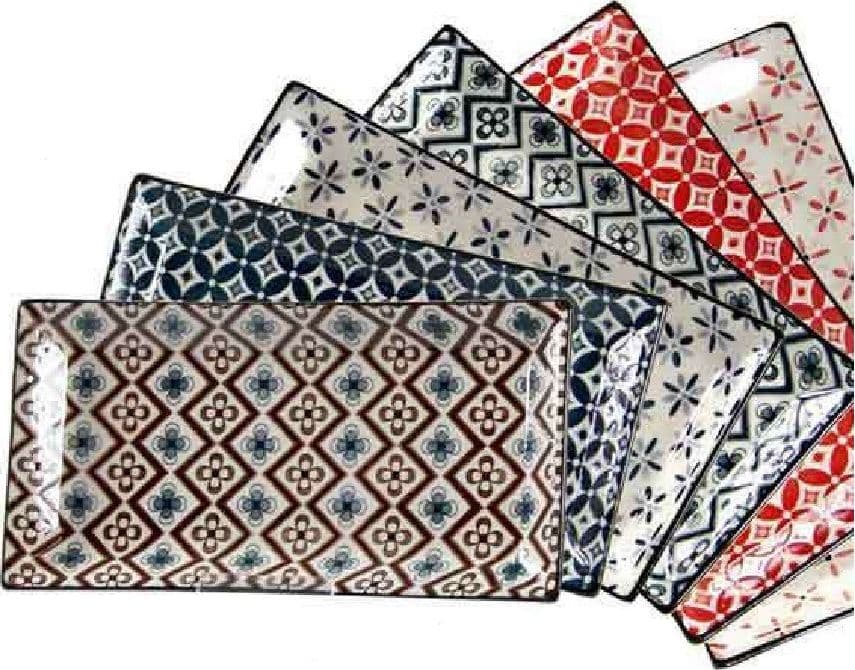 VASSOIO RETTANGOLARE IN CERAMICA DECORI ASSORTITI 24X12X1,8 CM CUCINA 737350 - 3